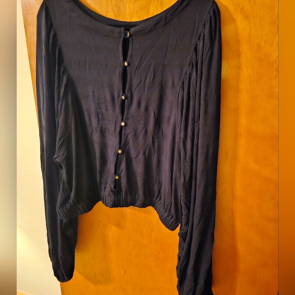 FP Movement by Free People Navy Button-Up Blouse